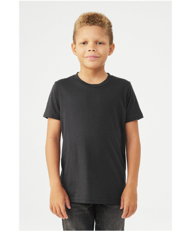 3413Y Bella + Canvas Youth Triblend Jersey Short S in Solid dark grey triblend