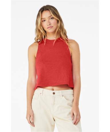 6682 Women's Racerback Cropped Tank in Heather red