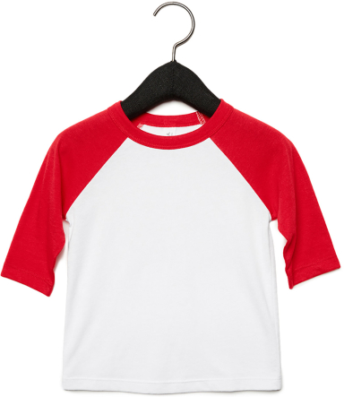 Bella+Canvas 3200T Toddler Three-Quarter Sleeve Ba in White/ red