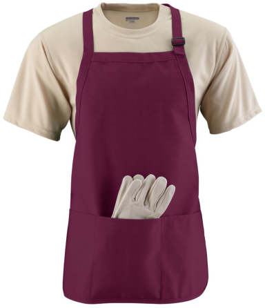 Augusta Sportswear 4250 Medium Length Apron with P in Maroon