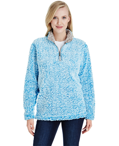J America 8451 Women's Epic Sherpa Quarter-Zip in Sapphire heather