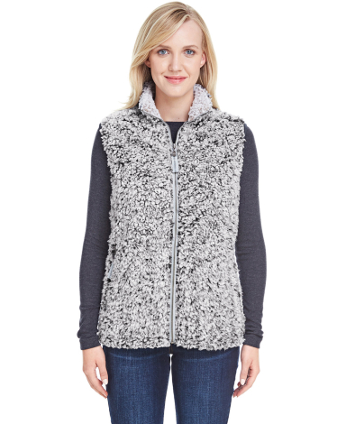 J America 8456 Women's Epic Sherpa Vest in Black heather