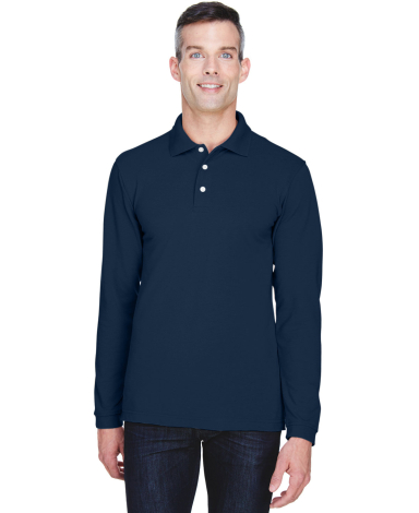Harriton M265L Men's 5.6 oz. Easy Blend™ Long-Sl in Navy
