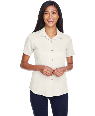 Harriton M570W Ladies' Bahama Cord Camp Shirt in Cream