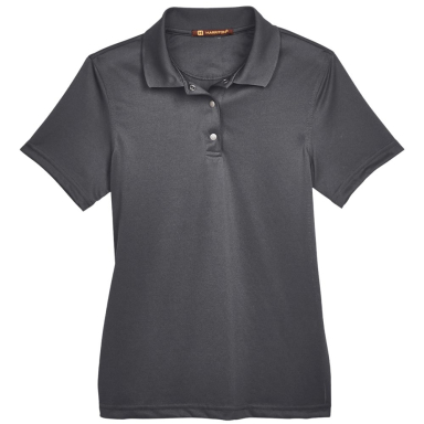 Harriton M345W Ladies' Advantage IL Snap Placket P in Dark charcoal