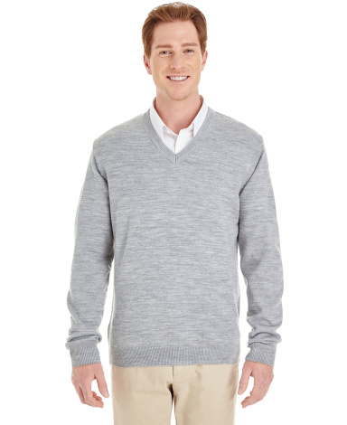 Harriton M420 Men's Pilbloc™ V-Neck Sweater in Grey heather