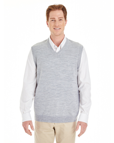 Harriton M415 Men's Pilbloc™ V-Neck Sweater Vest in Grey heather