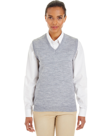 Harriton M415W Ladies' Pilbloc™ V-Neck Sweater V in Grey heather