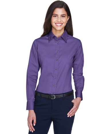 Harriton M500W Ladies' Easy Blend™ Long-Sleeve T in Team purple