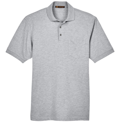 Harriton M265P Men's 5.6 oz. Easy Blend™ Polo wi in Grey heather