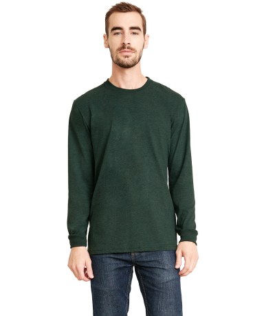 Next Level Apparel 6411 Unisex Sueded Long Sleeve in Heather forest green