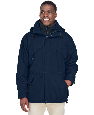 North End 88007 Adult 3-in-1 Parka with Dobby Trim in Midnight navy