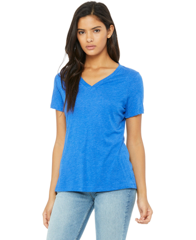 BELLA 6405 Ladies Relaxed V-Neck T-shirt in True royal triblend