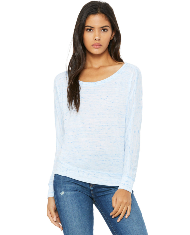 BELLA 8850 Womens Long Sleeve Dolman Top in Blue marble