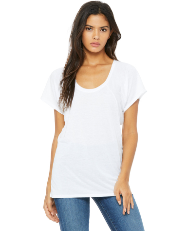 BELLA 8801 Womens Jersey Flowy Shirt in White