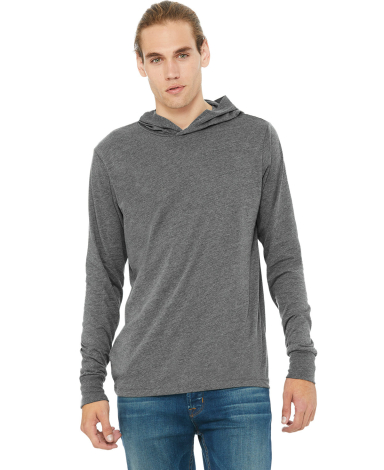BELLA+CANVAS 3512 Unisex Jersey Hooded T-Shirt in Deep heather