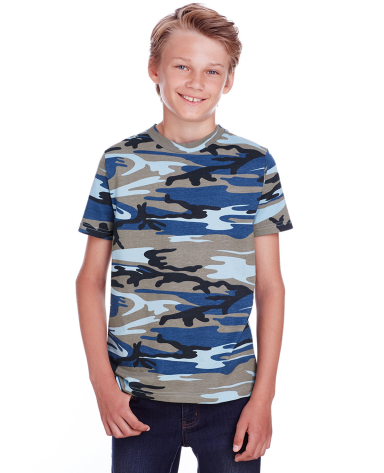 Code V 2207 Youth Camouflage T-Shirt in Blue woodland