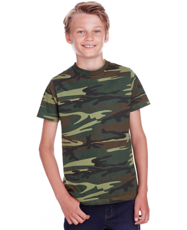 Code V 2207 Youth Camouflage T-Shirt in Green woodland