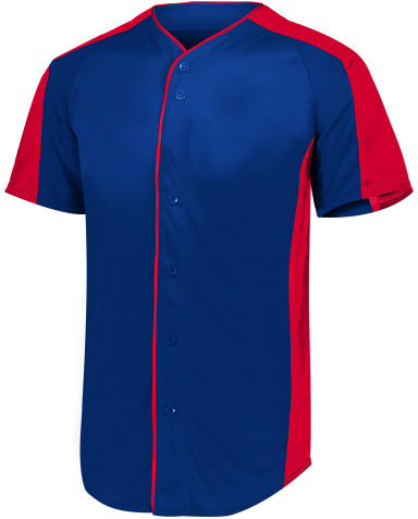 Augusta Sportswear 1656 Youth Full-Button Baseball in Navy/ red