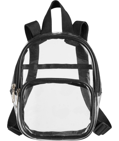 BAGedge BE268 Unisex Clear PVC Mini Backpack in Black