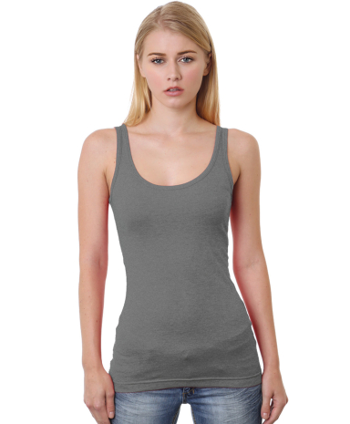 Bayside Apparel 3410 Junior's 4.2 oz., Fine Jersey in Heather charcoal