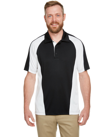 Harriton M385 Men's Advantage Snag Protection Plus in Black/ white/ dark charcoal