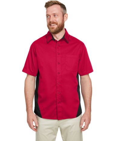 Harriton M586T Men's Tall Flash IL Colorblock Shor in Red/ black