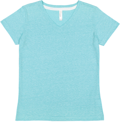 LA T 3591 Ladies' V-Neck Harborside Melange Jersey in Caribbean melange