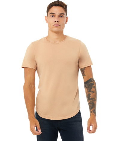Bella + Canvas 3003 FWD Fashion Men's Curved Hem S in Heather sand dune