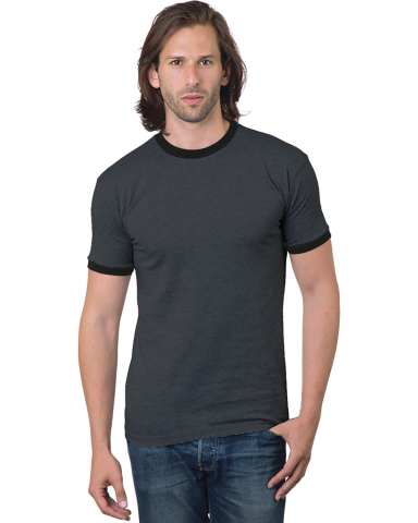 Bayside Apparel 1800 Unisex Ringer T-Shirt in Charcoal/ black