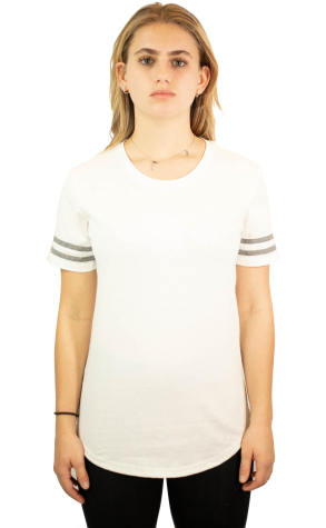 Gildan 500VTL Heavy Cotton™ Ladies' Victory T-Sh in White/ graphite heather