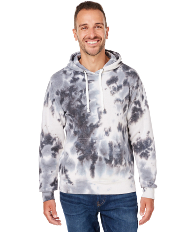 J America 8861 Adult Tie-Dye Pullover Hooded Sweat in Black tie dye