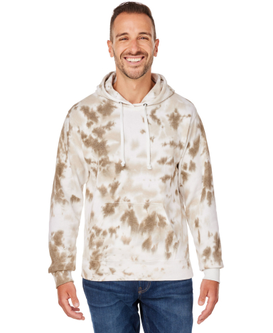 J America 8861 Adult Tie-Dye Pullover Hooded Sweat in Olive tie dye