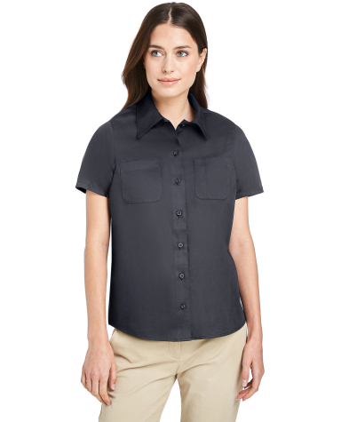 Harriton M585W Ladies' Advantage IL Short-Sleeve W in Dark charcoal