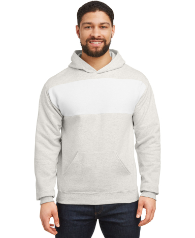 Jerzees 98CR Unisex NuBlend Billboard Hooded Sweat in Oatmeal heather/ white