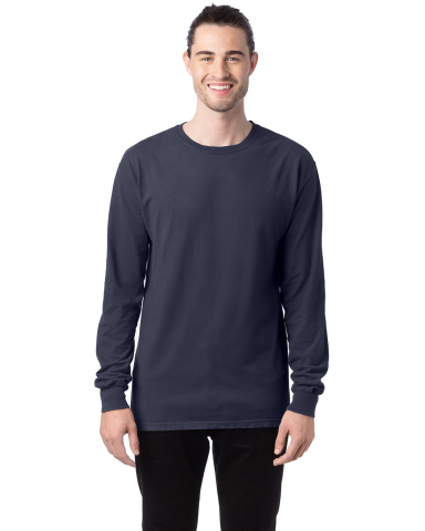 Hanes GDH200 Unisex Garment-Dyed Long-Sleeve T-Shi in Anchor slate