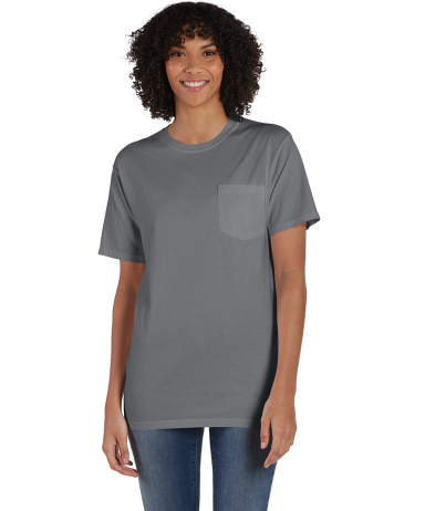 Hanes GDH150 Unisex Garment-Dyed T-Shirt with Pock in Concrete grey