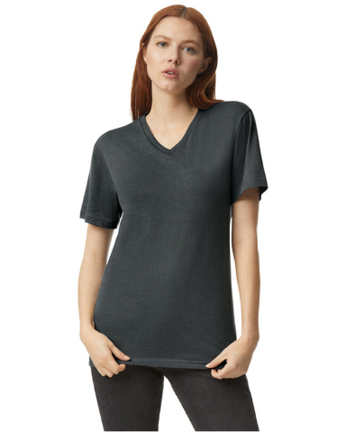 American Apparel 2006CVC Unisex CVC V-Neck T-Shirt in Heather charcoal