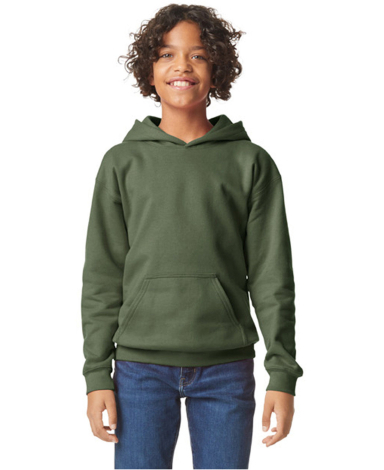 Gildan SF500B Youth Softstyle Midweight Fleece Hoo in Military green