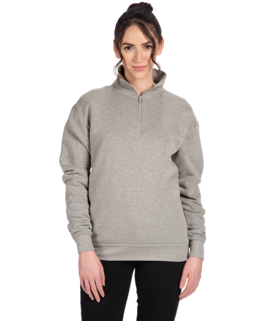 Next Level Apparel 9643 Unisex Fleece Quarter-Zip in Heather grey