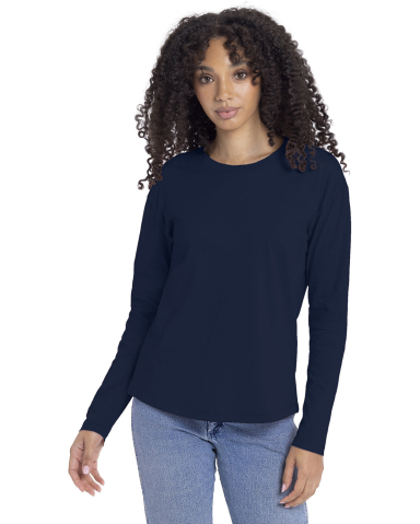Next Level Apparel 3911 Ladies' Relaxed Long Sleev in Midnight navy
