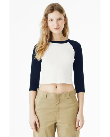 Bella + Canvas 1200 Ladies' Micro Ribbed 3/4 Ragla in White/ navy