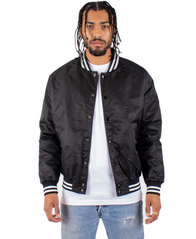 Shaka Wear SHVBJ Men's Varsity Bomber Jacket in Black