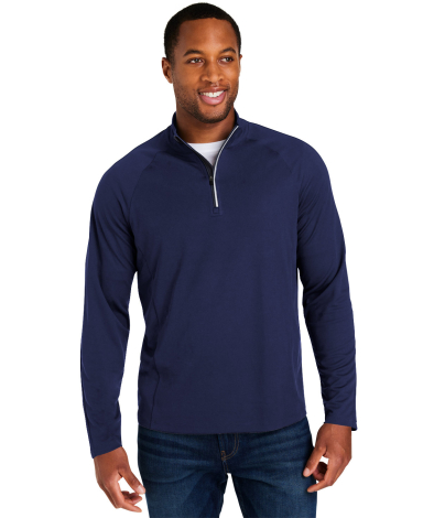 Core 365 CE418 Men's Origin Performance Pique Quar in Classic navy heather/ carbon
