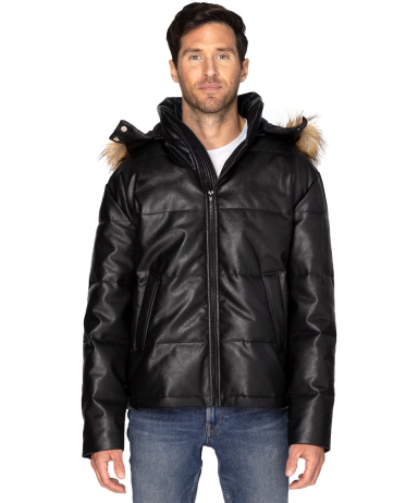 Threadfast Apparel 397J Unisex Vegan Leather Puffe in Black vegan lthr