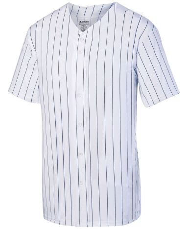 Augusta Sportswear 1685 Unisex Pin Stripe Baseball in White/ navy