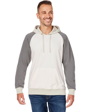 J America 8886 Unisex Vintage Tricolor Hooded Swea in Antique white/ smoke