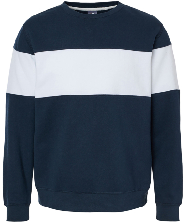J America 8646 Unisex Varisity Fleece Crew in Navy