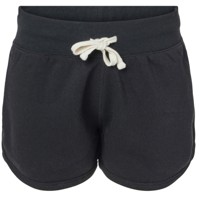 J America 8856 Ladies' Triblend Fleece Short in Black solid
