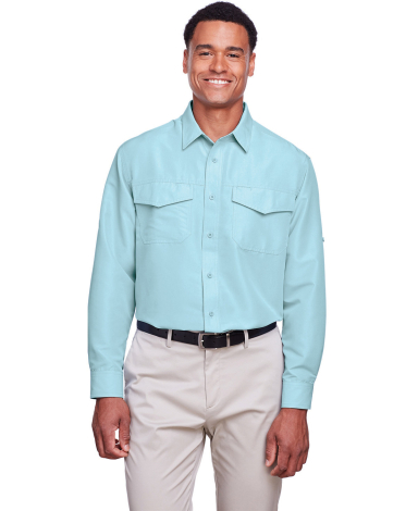 Harriton M580L Men's Key West Long-Sleeve Performa in Cloud blue